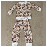 Sz 4/5T Floral Football Print Kids sweatsuit  AZ2