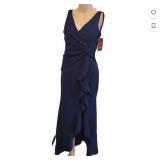 SZ Lg Women's Navy and Blue Dress AZ3
