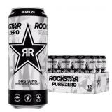 12Pk Rockstar Energy Drink Silver Ice PureZero A13