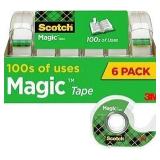 2X/BID! 6Rolls Scotch Magic Tape 3900' Total A109