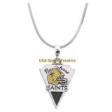 16' SilverTone Saints Charm Necklace A109
