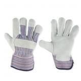 12Pk Men's Gray Leather Palm Gloves A62