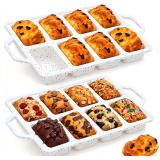 8.5ï¿½4.5'' 2pk 8-Cavity Mini Silicone Loaf Pans AZ7