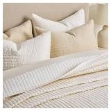 $99.99 Sz K EG Sateen Channel Quilt Set Ivory A112
