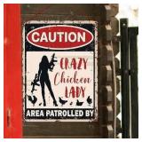 Vintage Comical Metal Sign Crazy Chicken Lady A14