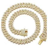24' Cuban Link 12mm Necklace Gold With Bling A22