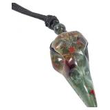African Bloodstone Raven Skull Pendant  AZ34