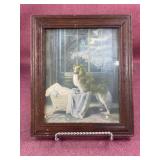 Collie looking over shoulder of Baby in crib, 10