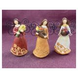 (3) Vintage Angel Figurine Fall Autumn Harvest