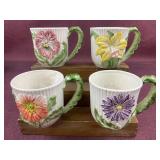 (4) Fitz and Floyd 'April Flowers' mugs, In
