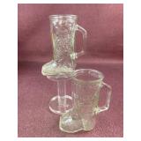 (2) Vintage Libbey Cowboy Boot Glasses Mug 6'