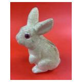 Vintage Flocked Bunny Bank, has stopper, has