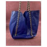 Ladies leather like handbag with Goldtone braided
