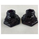 (2) Vintage  Avon Cape Cod Ruby Red Candle Stick