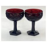 Vintage Avon Cape Cod Tall Ruby Red Goblets