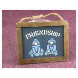 Friends schoolhouse type chalkboard was decor