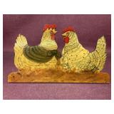 Wooden Handpainted Chicken Decor, signed 18'x 10