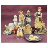 Assorted figurines, Bell and more