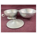 Vintage Aluminum Colander, serving bowl and e