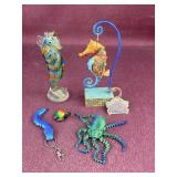 Assorted nautical items, the large seahorse has a