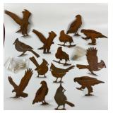 (14) pieces Rusty birds yard Art with screws
