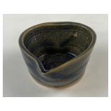 Pottery heart trinket dish, signed