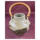 Pottery and Bamboo  vase signed