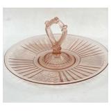 Hocking Mayfair Pink Open Rose Handled Plate