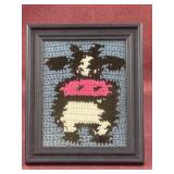 Framed crocheted cow, 10 1/2ï¿½ x 12 1/2ï¿½