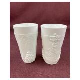 (2) Indiana Milks glass Harvest Grape pattern