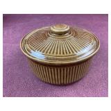 Vintage USA Brown Stoneware Casserole Dish: