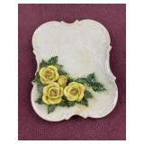 Ceramic tray with 3D Roses, iridescent