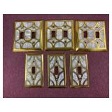 (6) Brass and Mother of Pearl Light switch covers
