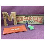 Assorted home decor and NCNB bag