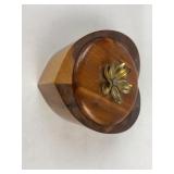 Heart Shaped Wood Trinket Box with Metal Flower