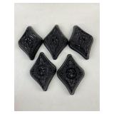 (5) Vintage Indiana Glass Amethyst Diamond Nut