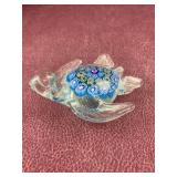 Hand blown glass sea turtle with millefiori
