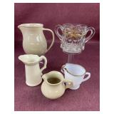 (5) Assorted creamers, Northwood Sugar and Hyalyn