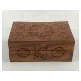 Vintage Hand Carved Wooden Jewelry/Trinket Box
