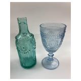 (1) blue Pioneer Woman goblet (1) Teal Pioneer