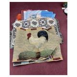 Rooster table runner, Aztec print placemat and