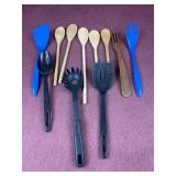 Assorted Kitchen Utensils and Wooden Spoons