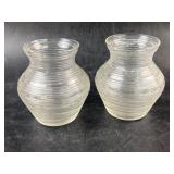 (2) Vintage threaded vases