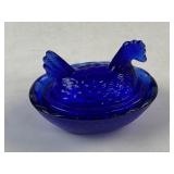 Cobalt Blue Salt Cellar hen on nest