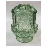 Indiana Glass Chantilly Green Fairy Lamp, has