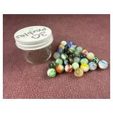 Jar with 30 Vintage Marbles