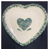 Heart shaped Spongeware type trinket dish
