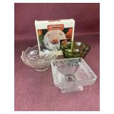 Candy dishes and candle holder(in box), one has a