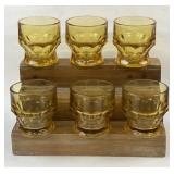 (6) Anchor Hocking Georgian Amber juice glasses,
