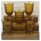 (5) Vintage Glass Indiana Colony Whitehall Amber